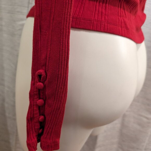 Red scoop neck cropped cardigan sweater from Anthropologie - NWT - Size L - Picture 5 of 8